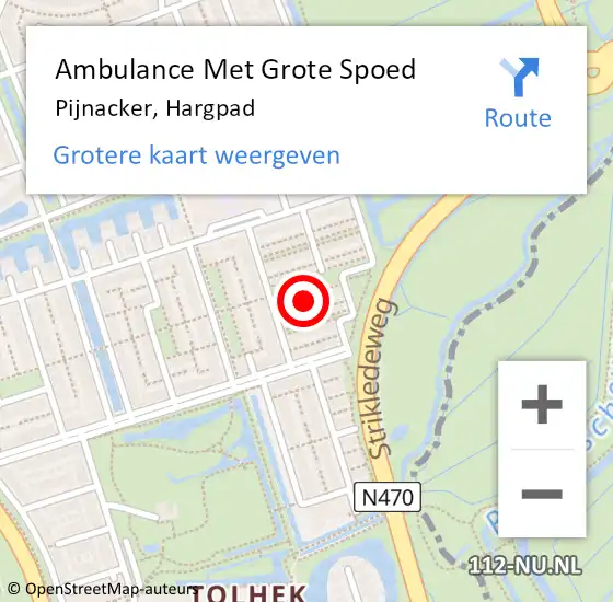 Locatie op kaart van de 112 melding: Ambulance Met Grote Spoed Naar Pijnacker, Hargpad op 21 december 2024 20:53