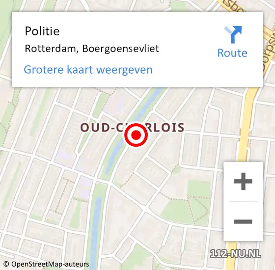 Locatie op kaart van de 112 melding: Politie Rotterdam, Boergoensevliet op 21 december 2024 20:54