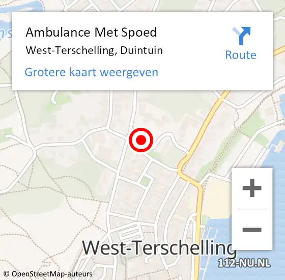 Locatie op kaart van de 112 melding: Ambulance Met Spoed Naar West-Terschelling, Duintuin op 31 oktober 2014 09:13