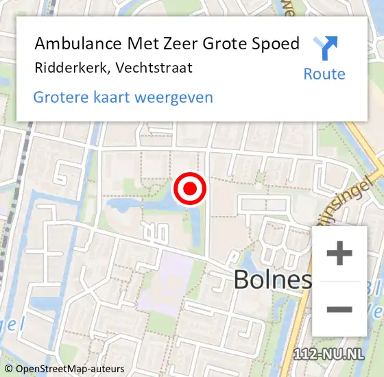 Locatie op kaart van de 112 melding: Ambulance Met Zeer Grote Spoed Naar Ridderkerk, Vechtstraat op 21 december 2024 21:11