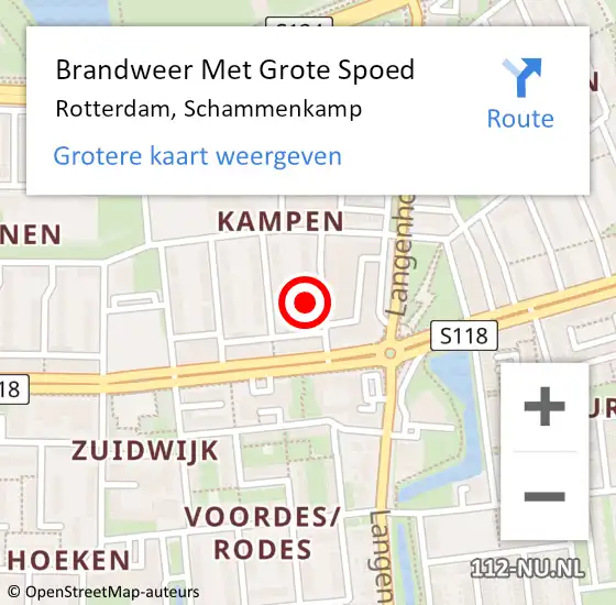 Locatie op kaart van de 112 melding: Brandweer Met Grote Spoed Naar Rotterdam, Schammenkamp op 21 december 2024 21:39