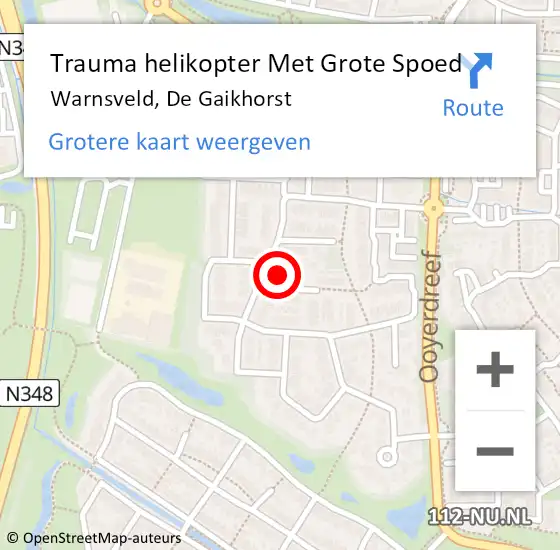 Locatie op kaart van de 112 melding: Trauma helikopter Met Grote Spoed Naar Warnsveld, De Gaikhorst op 21 december 2024 21:39