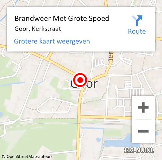 Locatie op kaart van de 112 melding: Brandweer Met Grote Spoed Naar Goor, Kerkstraat op 21 december 2024 21:42