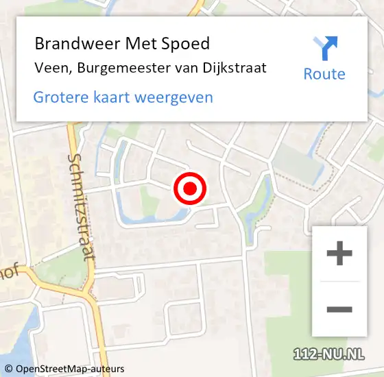 Locatie op kaart van de 112 melding: Brandweer Met Spoed Naar Veen, Burgemeester van Dijkstraat op 21 december 2024 21:45