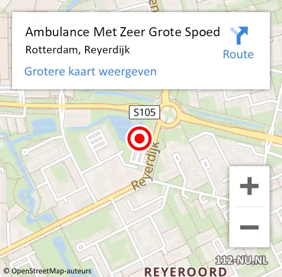 Locatie op kaart van de 112 melding: Ambulance Met Zeer Grote Spoed Naar Rotterdam, Reyerdijk op 21 december 2024 21:49