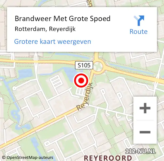 Locatie op kaart van de 112 melding: Brandweer Met Grote Spoed Naar Rotterdam, Reyerdijk op 21 december 2024 21:51