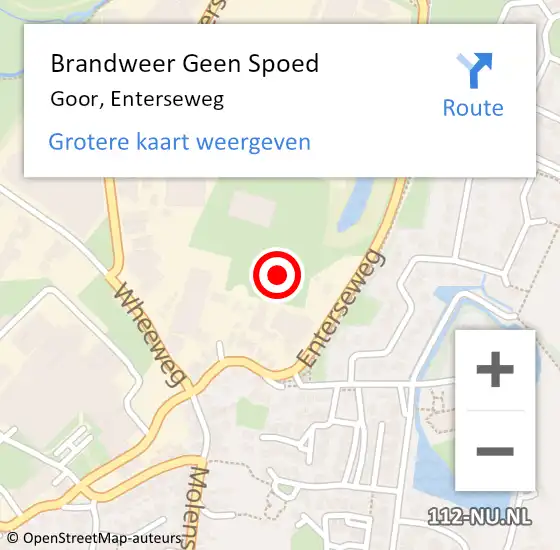 Locatie op kaart van de 112 melding: Brandweer Geen Spoed Naar Goor, Enterseweg op 21 december 2024 22:01