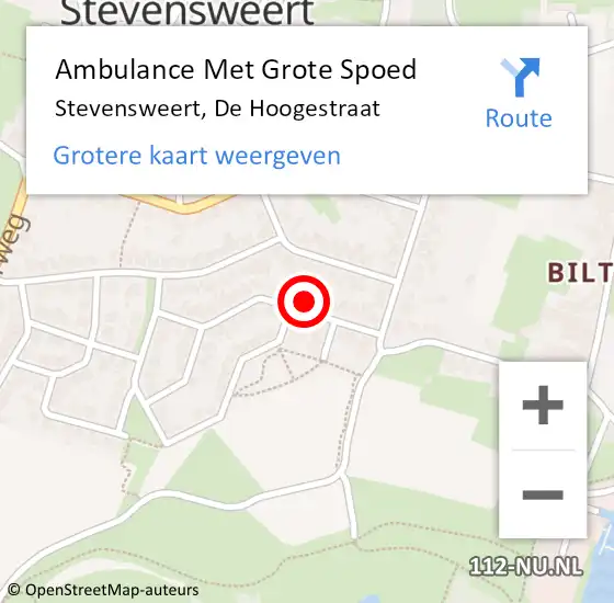 Locatie op kaart van de 112 melding: Ambulance Met Grote Spoed Naar Stevensweert, De Hoogestraat op 21 december 2024 22:20