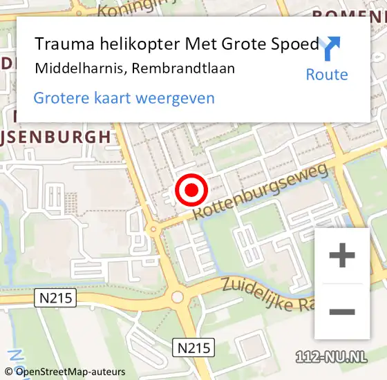 Locatie op kaart van de 112 melding: Trauma helikopter Met Grote Spoed Naar Middelharnis, Rembrandtlaan op 21 december 2024 22:30