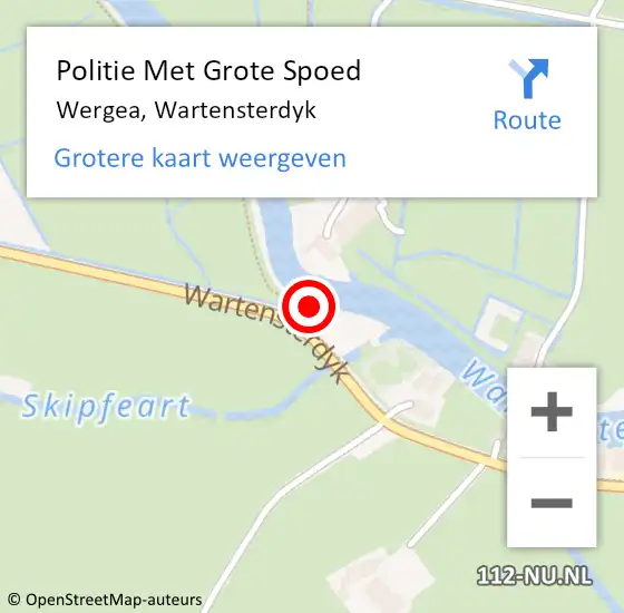 Locatie op kaart van de 112 melding: Politie Met Grote Spoed Naar Wergea, Wartensterdyk op 21 december 2024 22:53