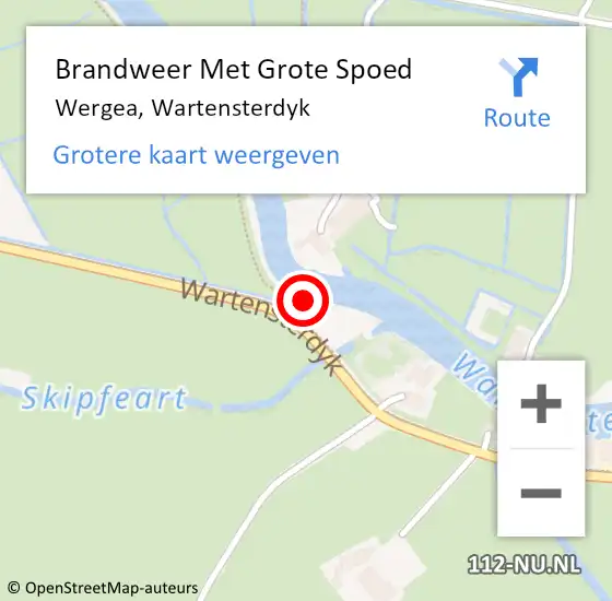 Locatie op kaart van de 112 melding: Brandweer Met Grote Spoed Naar Wergea, Wartensterdyk op 21 december 2024 22:54