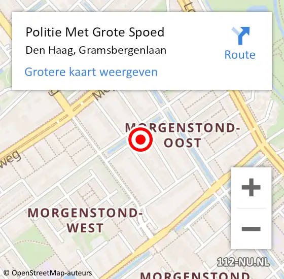 Locatie op kaart van de 112 melding: Politie Met Grote Spoed Naar Den Haag, Gramsbergenlaan op 21 december 2024 23:20