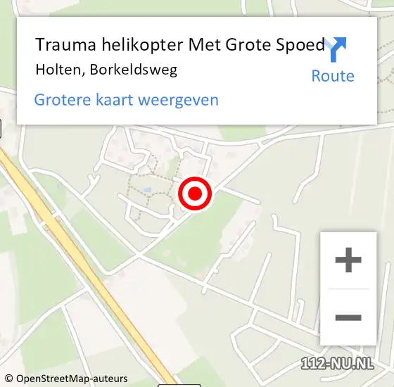 Locatie op kaart van de 112 melding: Trauma helikopter Met Grote Spoed Naar Holten, Borkeldsweg op 21 december 2024 23:27