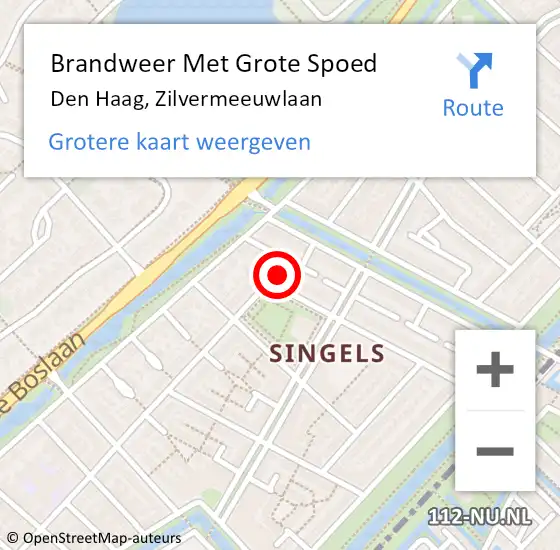 Locatie op kaart van de 112 melding: Brandweer Met Grote Spoed Naar Den Haag, Zilvermeeuwlaan op 21 december 2024 23:31