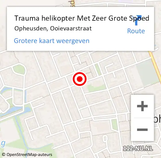 Locatie op kaart van de 112 melding: Trauma helikopter Met Zeer Grote Spoed Naar Opheusden, Ooievaarstraat op 21 december 2024 23:35