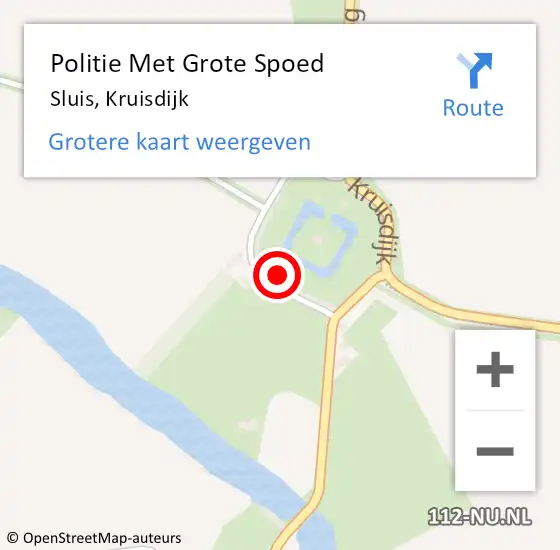 Locatie op kaart van de 112 melding: Politie Met Grote Spoed Naar Sluis, Kruisdijk op 21 december 2024 23:40