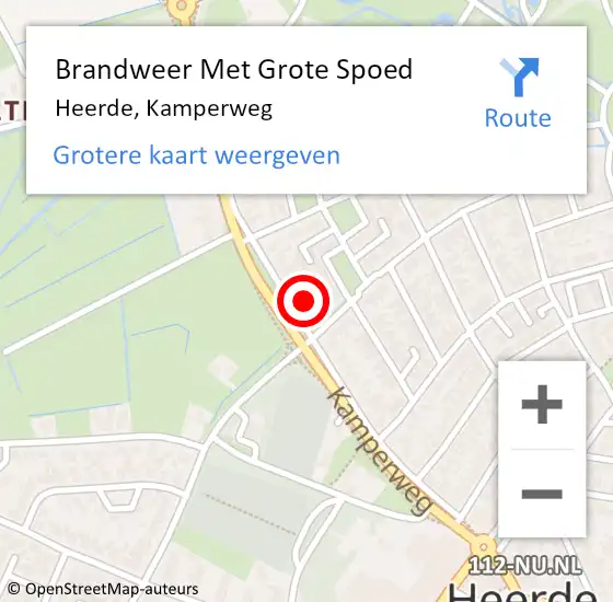 Locatie op kaart van de 112 melding: Brandweer Met Grote Spoed Naar Heerde, Kamperweg op 22 december 2024 00:03