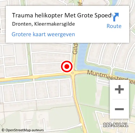 Locatie op kaart van de 112 melding: Trauma helikopter Met Grote Spoed Naar Dronten, Kleermakersgilde op 22 december 2024 01:23