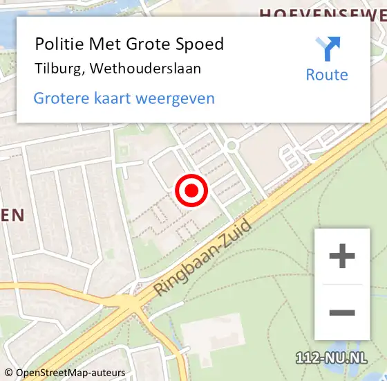 Locatie op kaart van de 112 melding: Politie Met Grote Spoed Naar Tilburg, Wethouderslaan op 22 december 2024 01:52