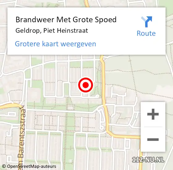 Locatie op kaart van de 112 melding: Brandweer Met Grote Spoed Naar Geldrop, Piet Heinstraat op 22 december 2024 02:14