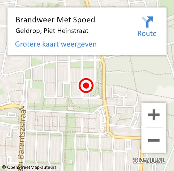 Locatie op kaart van de 112 melding: Brandweer Met Spoed Naar Geldrop, Piet Heinstraat op 22 december 2024 02:19