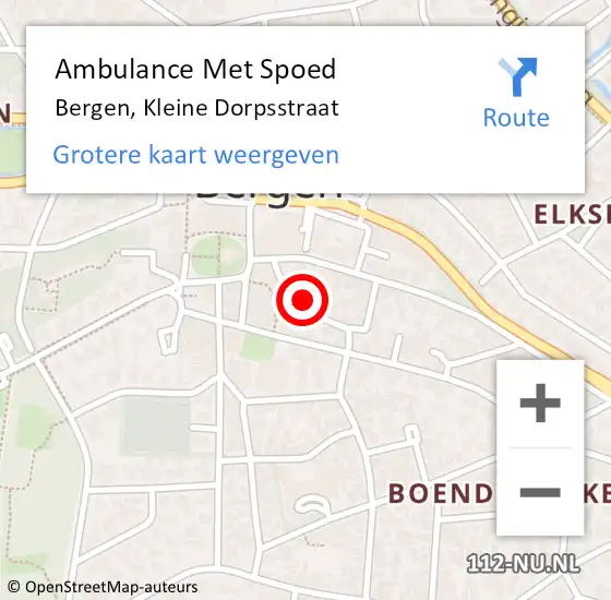 Locatie op kaart van de 112 melding: Ambulance Met Spoed Naar Bergen, Kleine Dorpsstraat op 22 december 2024 02:35