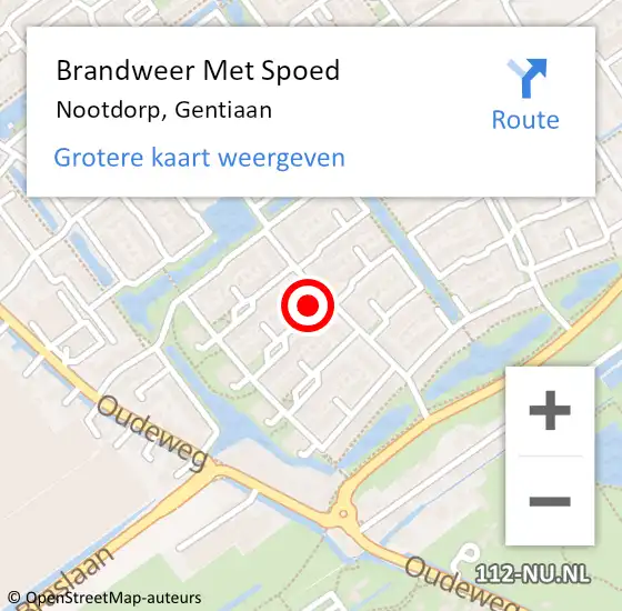 Locatie op kaart van de 112 melding: Brandweer Met Spoed Naar Nootdorp, Gentiaan op 22 december 2024 04:45