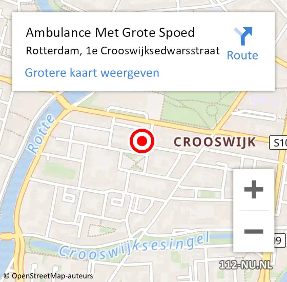 Locatie op kaart van de 112 melding: Ambulance Met Grote Spoed Naar Rotterdam, 1e Crooswijksedwarsstraat op 22 december 2024 05:12