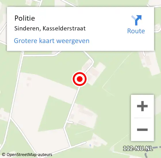 Locatie op kaart van de 112 melding: Politie Sinderen, Kasselderstraat op 22 december 2024 05:57