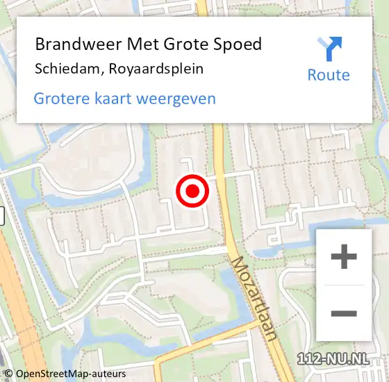 Locatie op kaart van de 112 melding: Brandweer Met Grote Spoed Naar Schiedam, Royaardsplein op 22 december 2024 06:19