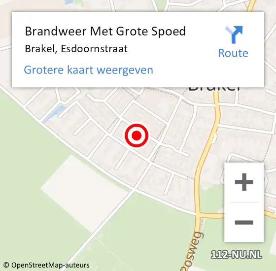 Locatie op kaart van de 112 melding: Brandweer Met Grote Spoed Naar Brakel, Esdoornstraat op 22 december 2024 06:36