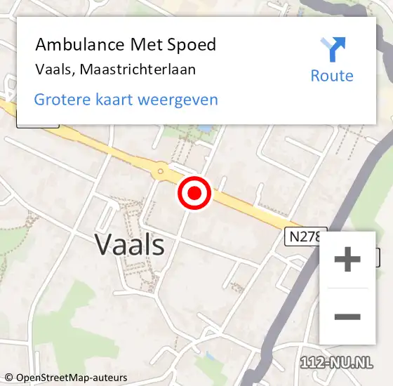 Locatie op kaart van de 112 melding: Ambulance Met Spoed Naar Vaals, Maastrichterlaan op 31 oktober 2014 09:44