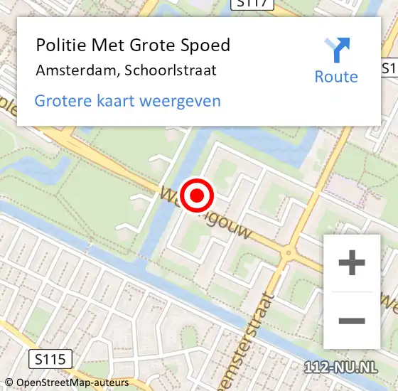 Locatie op kaart van de 112 melding: Politie Met Grote Spoed Naar Amsterdam, Schoorlstraat op 22 december 2024 07:56