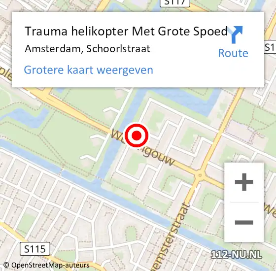 Locatie op kaart van de 112 melding: Trauma helikopter Met Grote Spoed Naar Amsterdam, Schoorlstraat op 22 december 2024 07:57