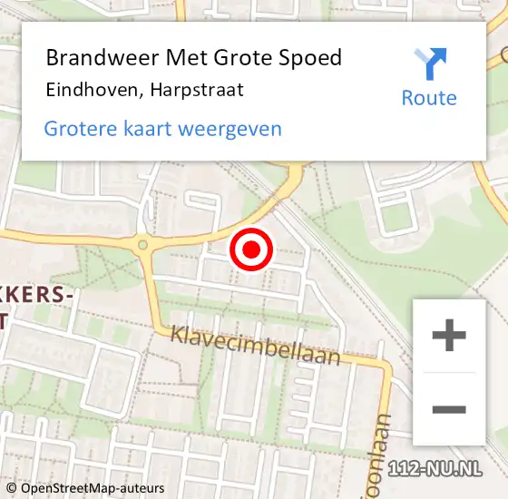 Locatie op kaart van de 112 melding: Brandweer Met Grote Spoed Naar Eindhoven, Harpstraat op 22 december 2024 08:29