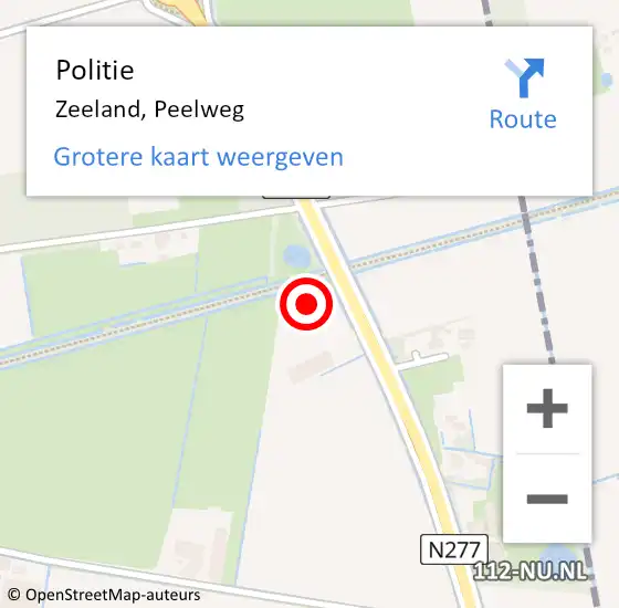 Locatie op kaart van de 112 melding: Politie Zeeland, Peelweg op 22 december 2024 08:31