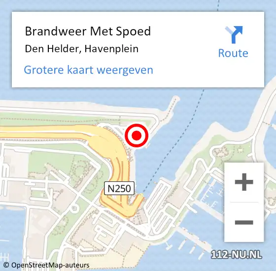 Locatie op kaart van de 112 melding: Brandweer Met Spoed Naar Den Helder, Havenplein op 22 december 2024 08:35