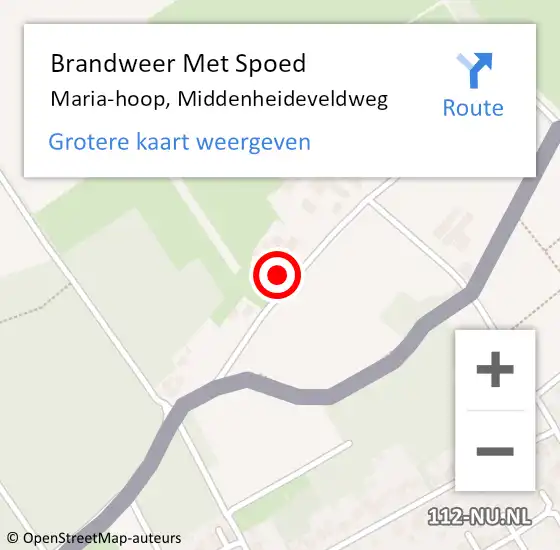 Locatie op kaart van de 112 melding: Brandweer Met Spoed Naar Maria-hoop, Middenheideveldweg op 22 december 2024 08:59