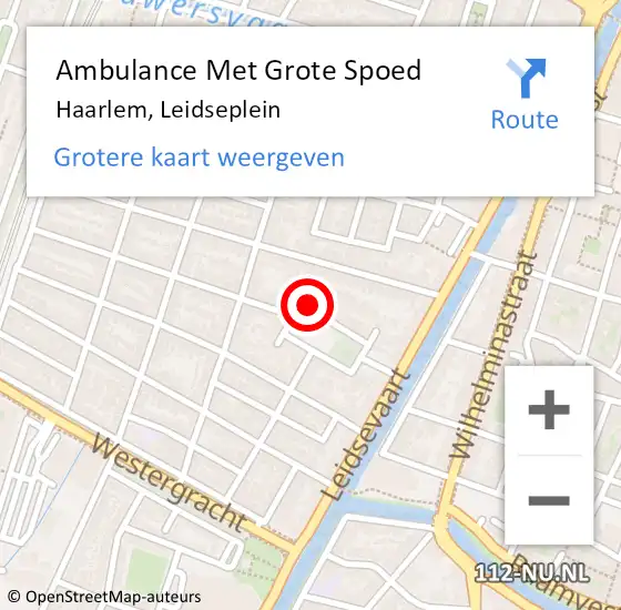 Locatie op kaart van de 112 melding: Ambulance Met Grote Spoed Naar Haarlem, Leidseplein op 22 december 2024 09:22