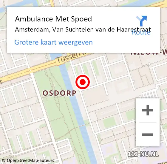 Locatie op kaart van de 112 melding: Ambulance Met Spoed Naar Amsterdam, Van Suchtelen van de Haarestraat op 22 december 2024 09:34