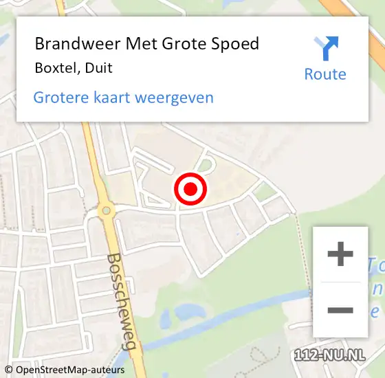 Locatie op kaart van de 112 melding: Brandweer Met Grote Spoed Naar Boxtel, Duit op 22 december 2024 09:34