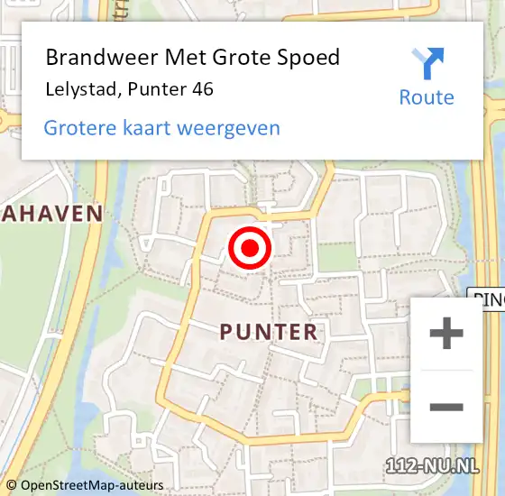 Locatie op kaart van de 112 melding: Brandweer Met Grote Spoed Naar Lelystad, Punter 46 op 22 december 2024 09:44