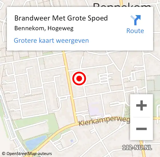 Locatie op kaart van de 112 melding: Brandweer Met Grote Spoed Naar Bennekom, Hogeweg op 22 december 2024 10:01