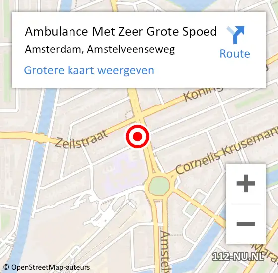 Locatie op kaart van de 112 melding: Ambulance Met Zeer Grote Spoed Naar Amsterdam, Amstelveenseweg op 22 december 2024 10:02