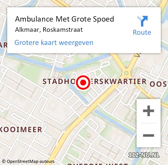 Locatie op kaart van de 112 melding: Ambulance Met Grote Spoed Naar Alkmaar, Roskamstraat op 22 december 2024 10:05