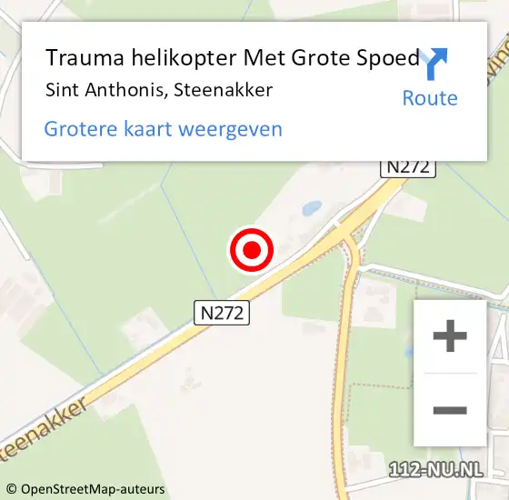 Locatie op kaart van de 112 melding: Trauma helikopter Met Grote Spoed Naar Sint Anthonis, Steenakker op 22 december 2024 10:19