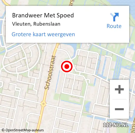 Locatie op kaart van de 112 melding: Brandweer Met Spoed Naar Vleuten, Rubenslaan op 22 december 2024 10:34