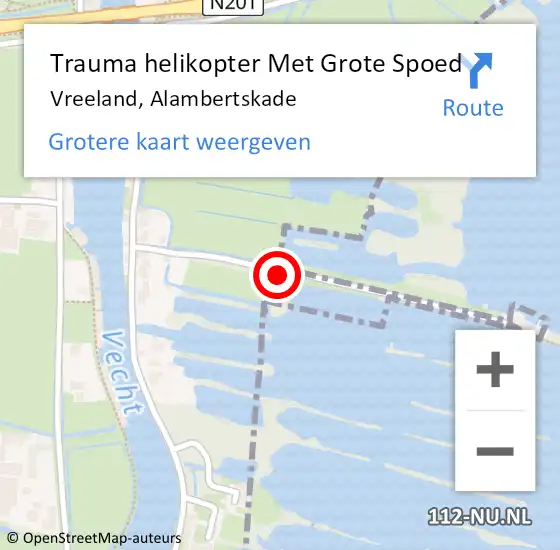 Locatie op kaart van de 112 melding: Trauma helikopter Met Grote Spoed Naar Vreeland, Alambertskade op 22 december 2024 10:34