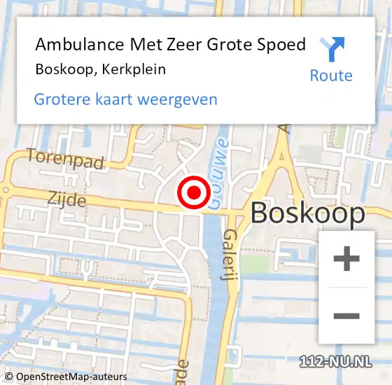 Locatie op kaart van de 112 melding: Ambulance Met Zeer Grote Spoed Naar Boskoop, Kerkplein op 22 december 2024 10:35