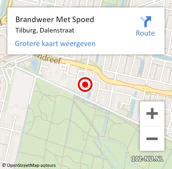 Locatie op kaart van de 112 melding: Brandweer Met Spoed Naar Tilburg, Dalenstraat op 22 december 2024 10:35